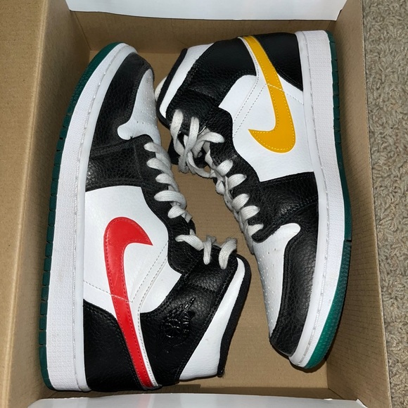 Air Jordan 1 Mid 'Alternate Swooshes Red Yellow (Women's) - Picture 6 of 7